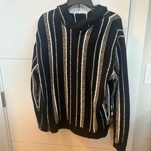 ATM Anthony Thomas Melillo Black Sweater with White Stripes